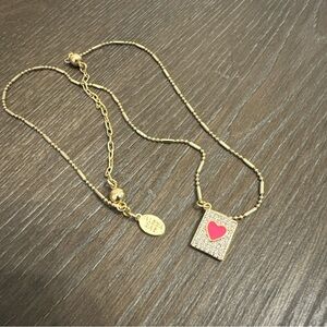 Melania Clara X Alexa Rae Pink Ace Of Hearts Necklace Magnetic Clasp